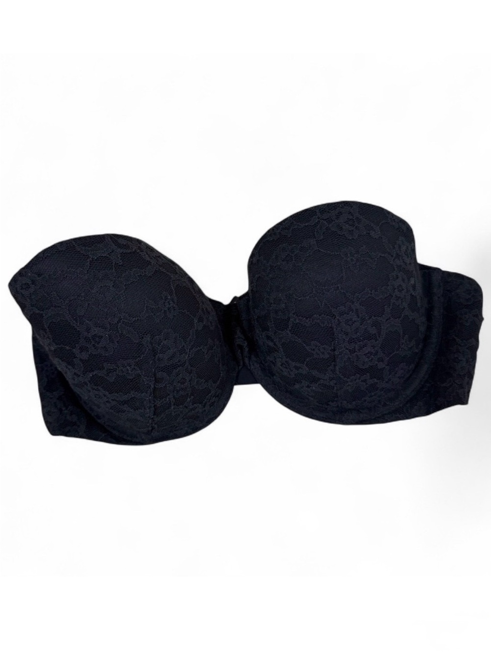 Victoria's Secret Black Floral Lace Multi-Way Strapless Padded Underwire Bra 34C